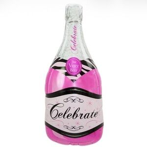 EXTRA LARGE Mylar Pink ‘Celebrate’ Champagne Bottle  Balloon